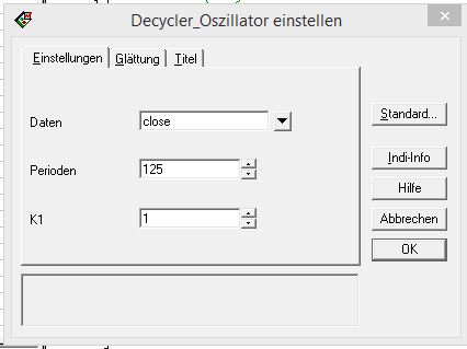 Ehlers Decycle Oszillator -Parameter